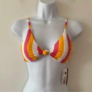 Dippin Daisys bikini swim top only Zen pink orange white striped